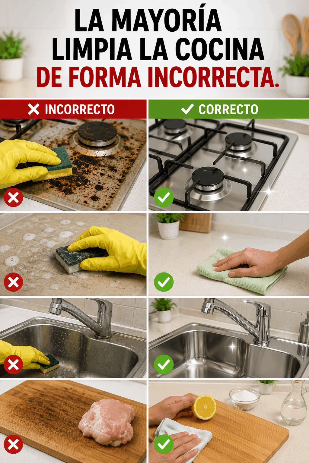La mayoría limpia la cocina de forma incorrecta