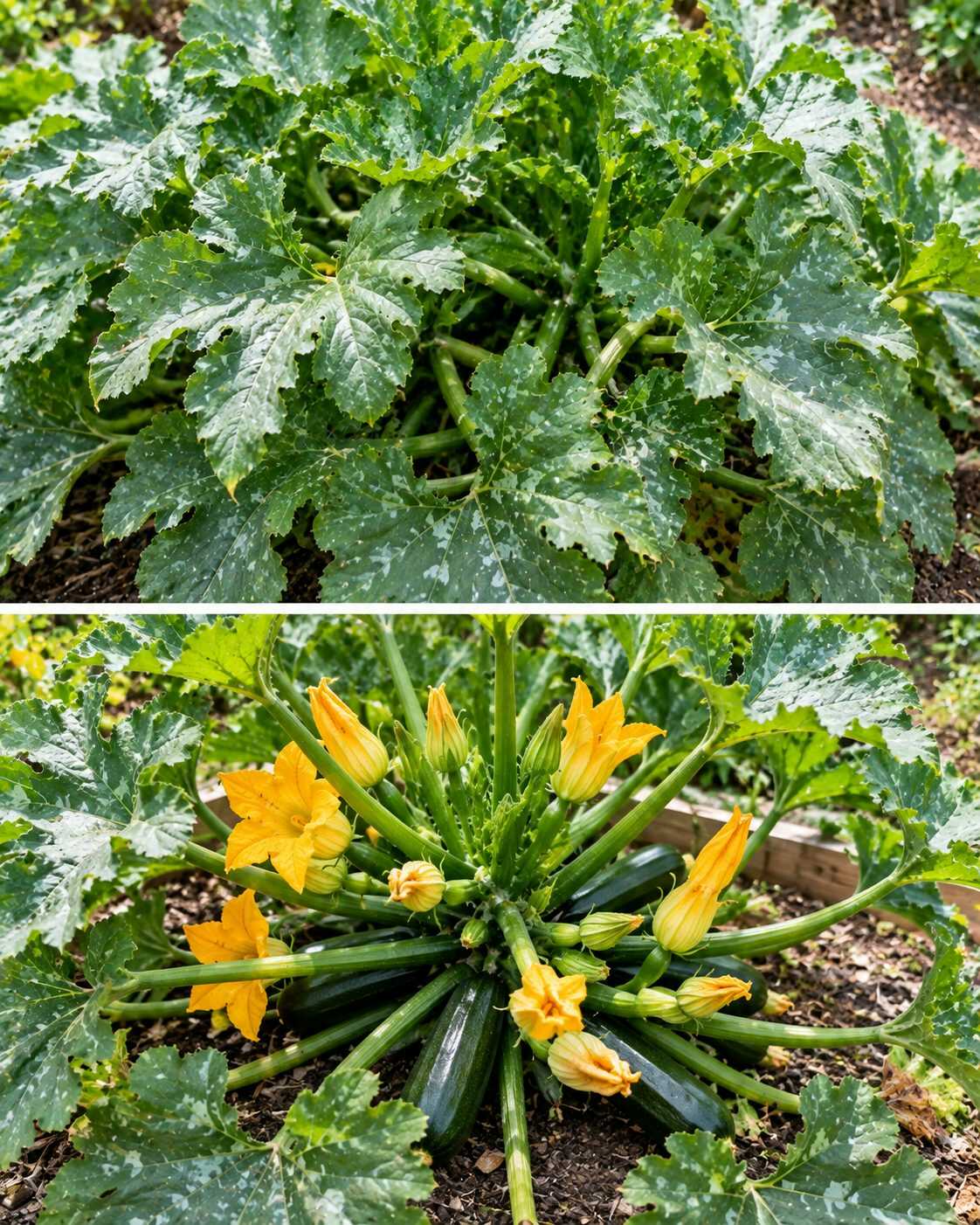 Cómo conseguir que una planta de calabacín produzca flores y frutos sin quedar escondidos entre demasiadas hojas
