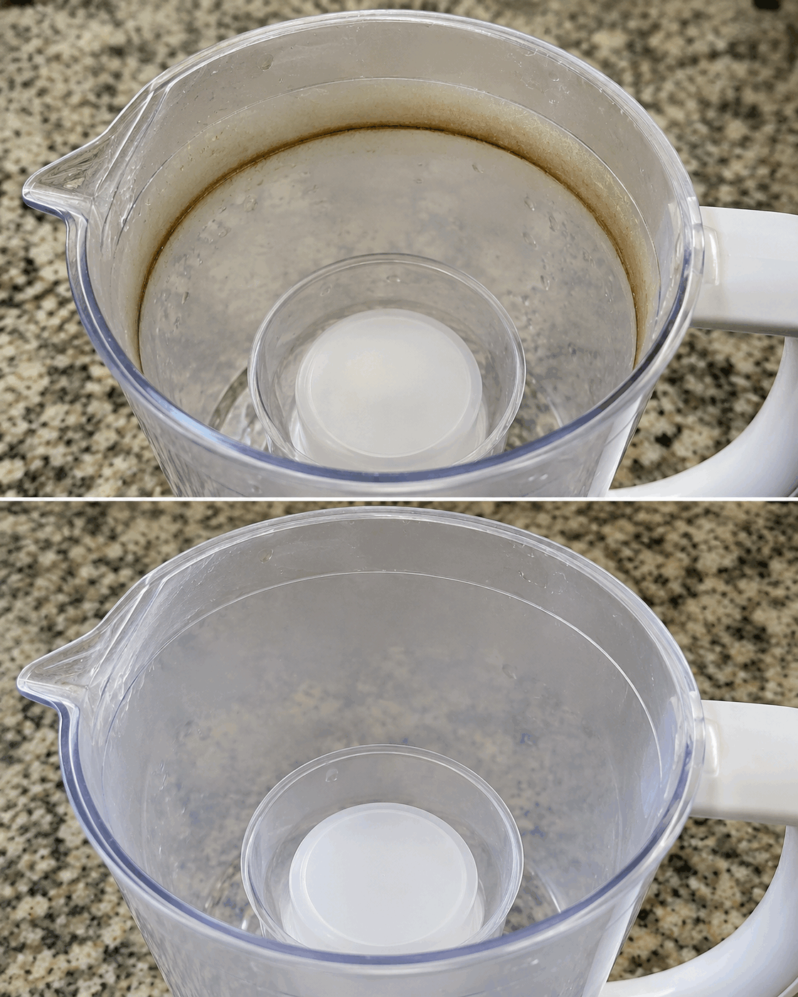 Así recuperas el borde interior de una jarra de agua donde se forma una línea oscura difícil de eliminar