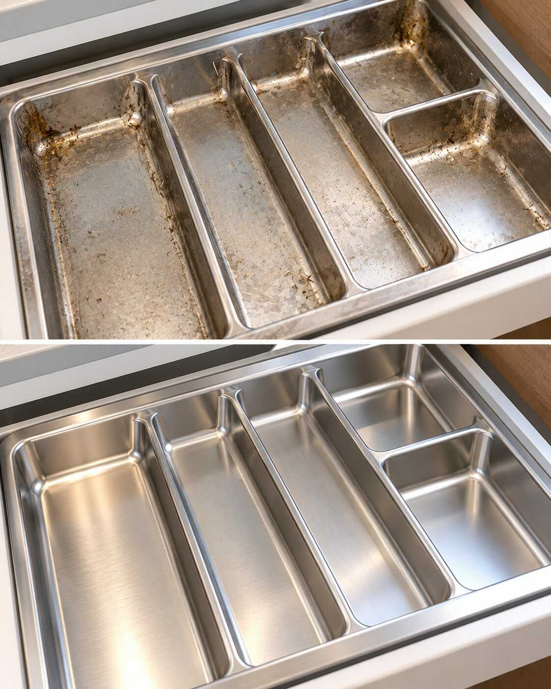 Cómo recuperar una bandeja para cubiertos metálica cuando las esquinas pierden el brillo