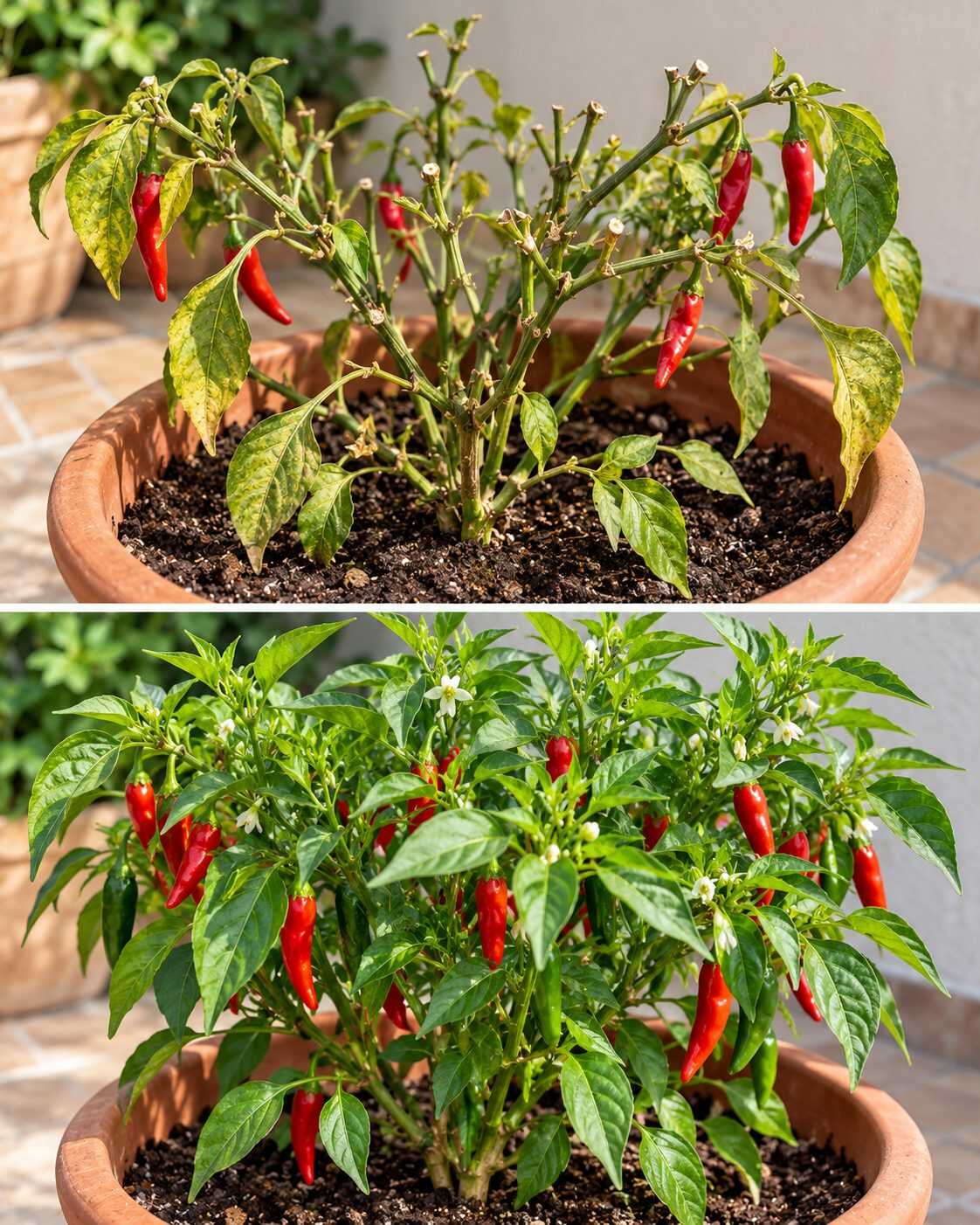 El método para conseguir que una planta de chile siga formando nuevos brotes después de recoger los primeros frutos