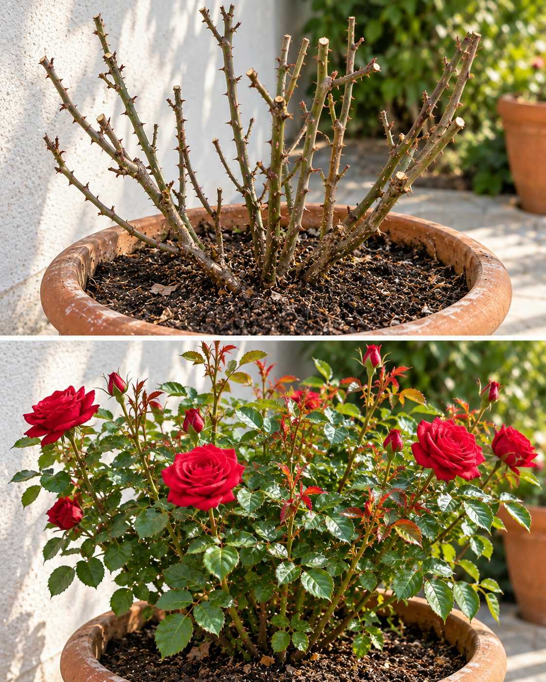 Cómo conseguir que un rosal con ramas desnudas vuelva a llenarse de nuevos brotes