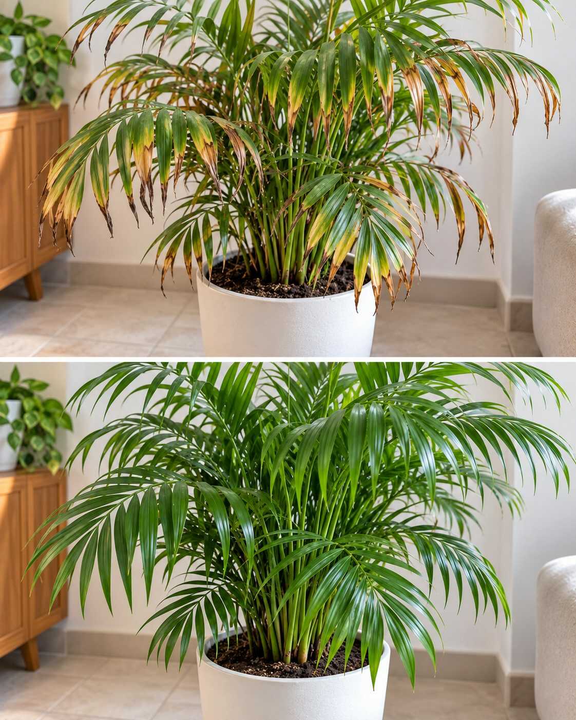 Cómo recuperar una palmera de interior cuando las puntas de sus hojas empiezan a ponerse marrones