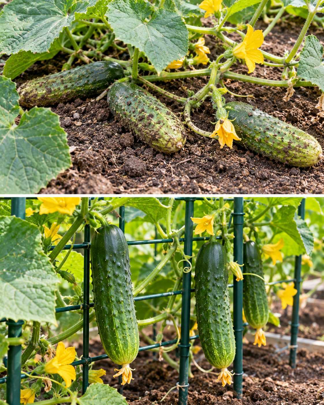 Cómo conseguir que una planta de pepino produzca frutos más sanos evitando que crezcan directamente sobre el suelo