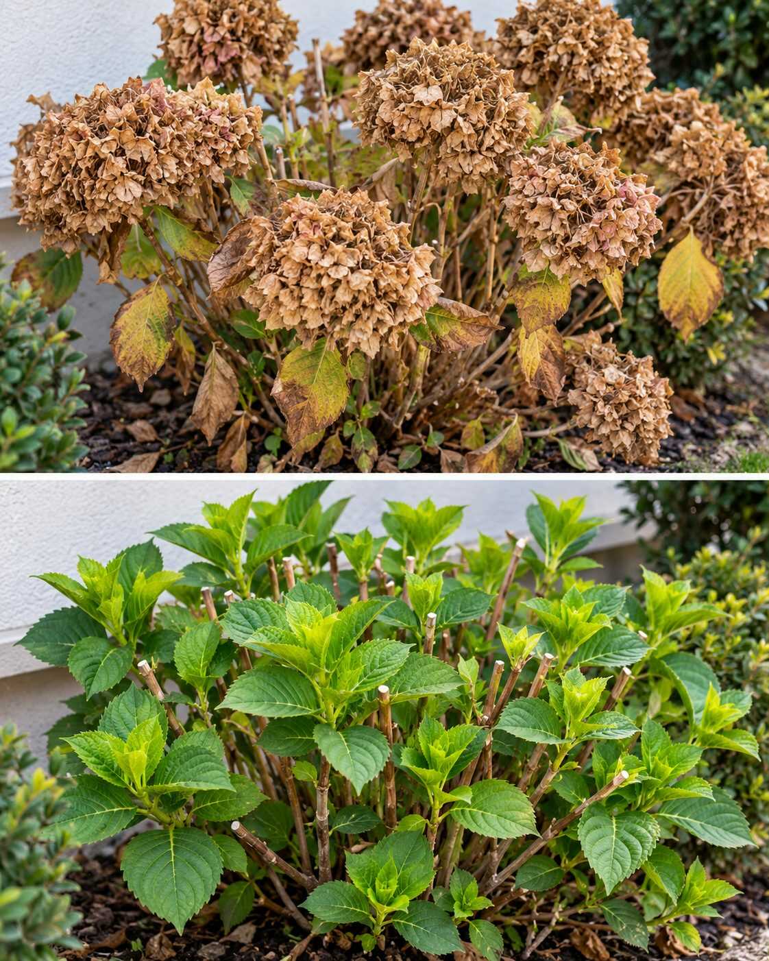 El método para conseguir que una hortensia vuelva a brotar después de retirar las flores completamente secas