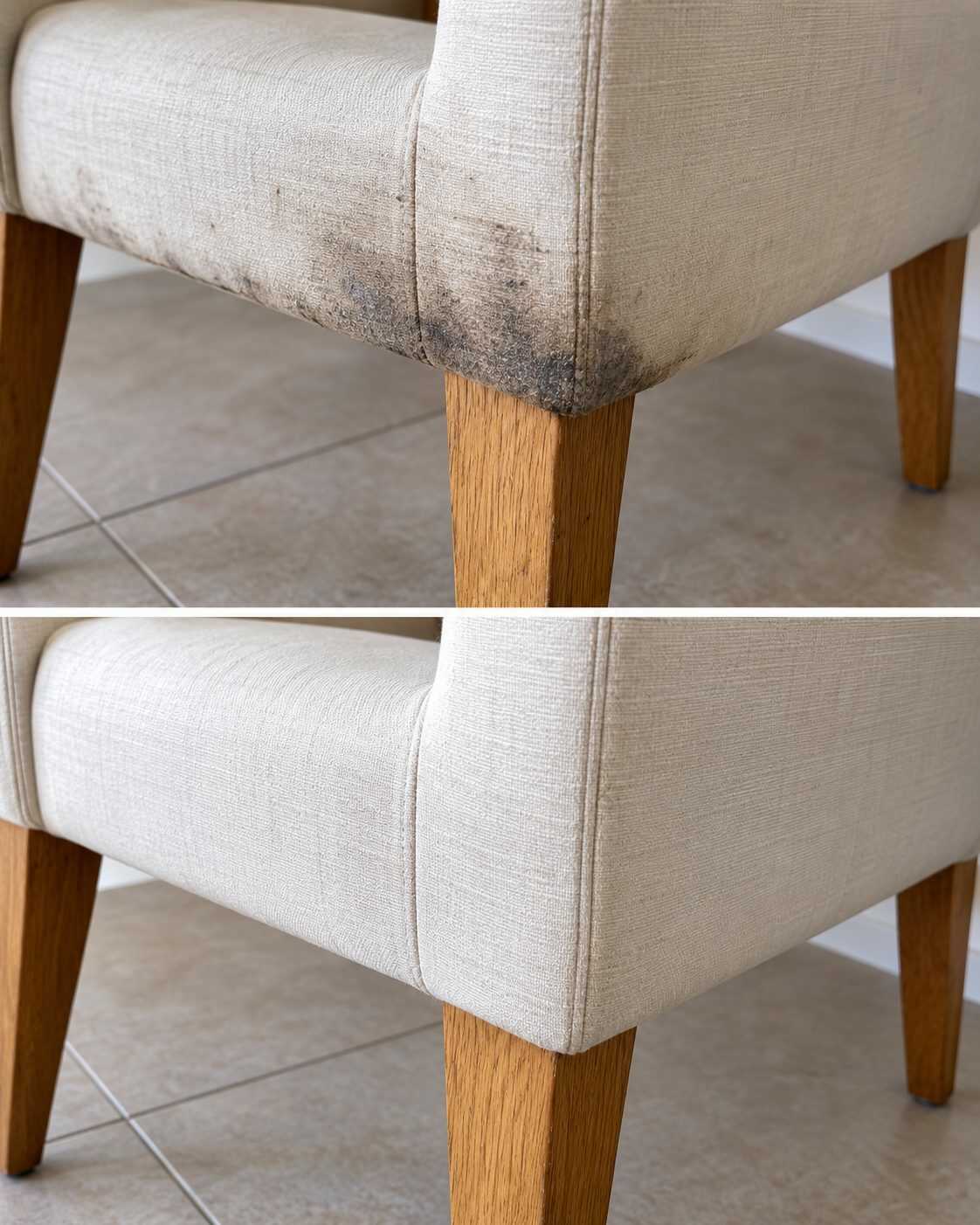 El truco para limpiar la base de una silla tapizada cuando la tela junto a las patas empieza a oscurecerse