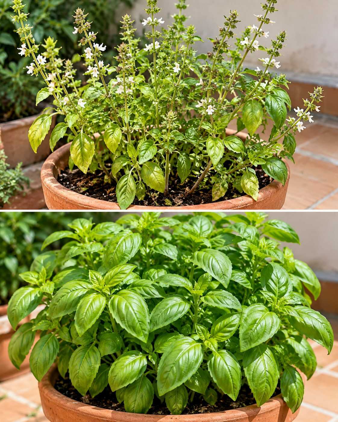 El método para recuperar una planta de albahaca cuando empieza a florecer y deja de producir tantas hojas