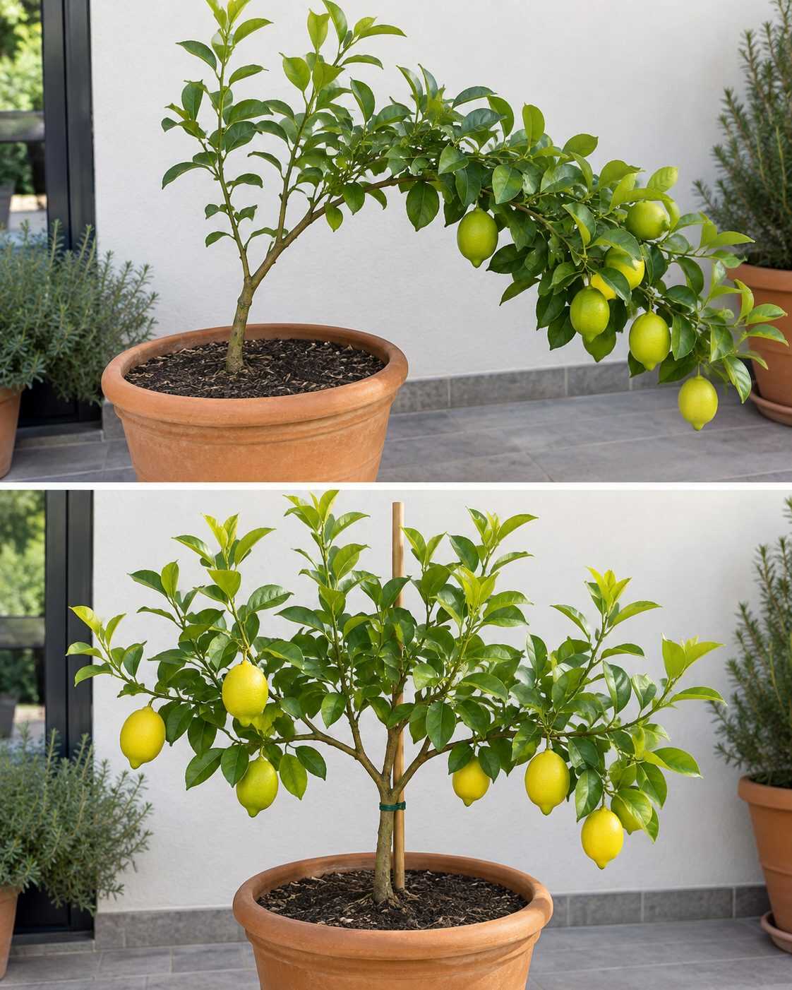 El truco para conseguir que un limonero joven crezca más equilibrado cuando todas sus ramas se concentran en un lado