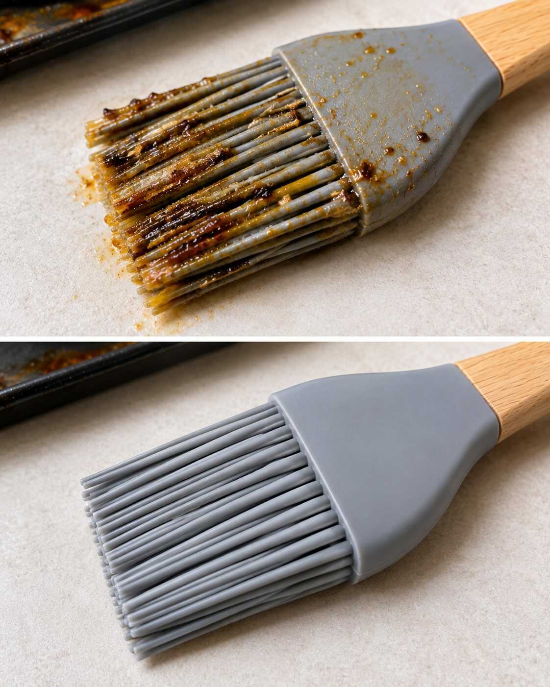 El truco para eliminar la grasa incrustada de una brocha de cocina y recuperar sus cerdas
