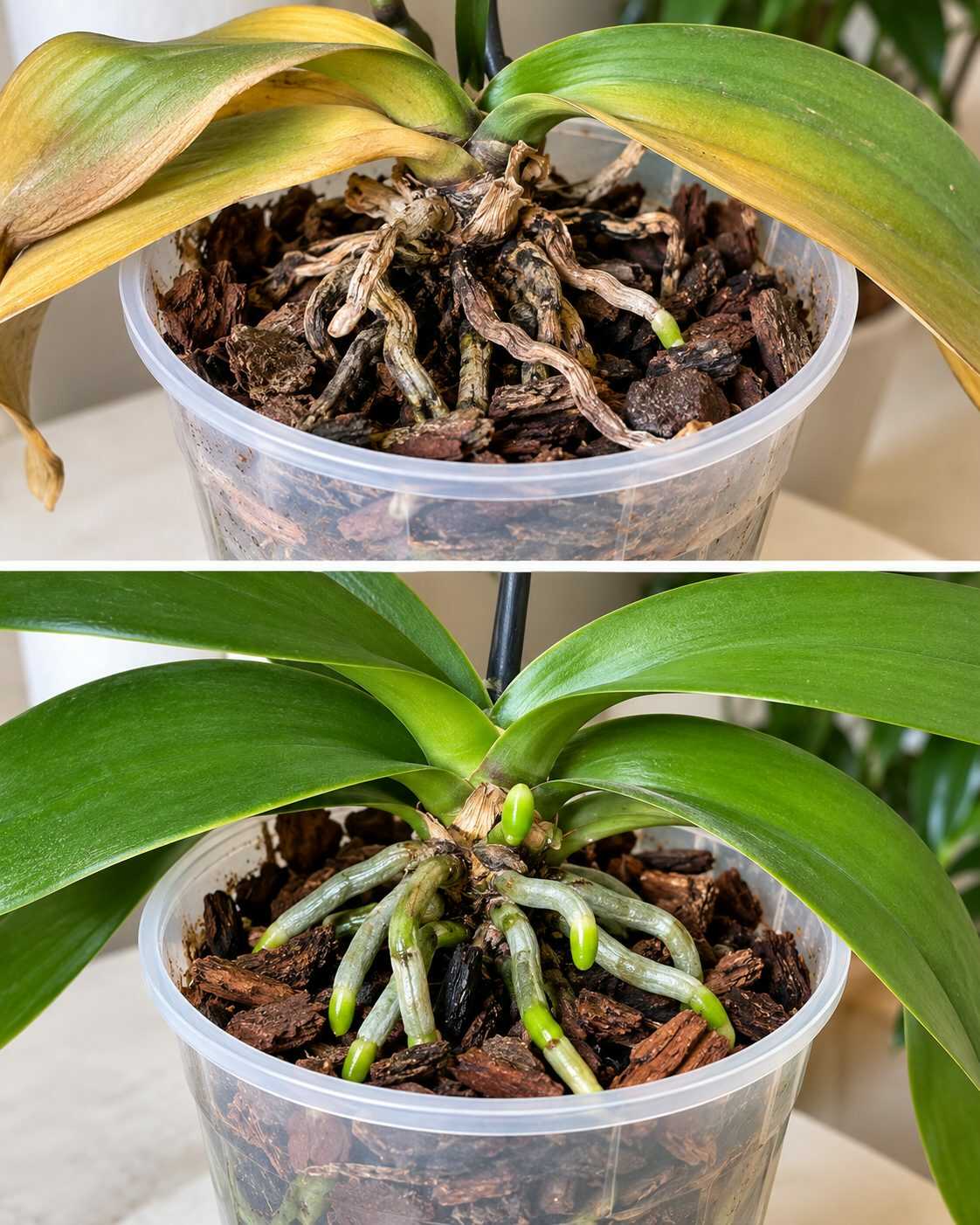 El truco para salvar una orquídea cuando quedan pocas raíces sanas dentro de la maceta