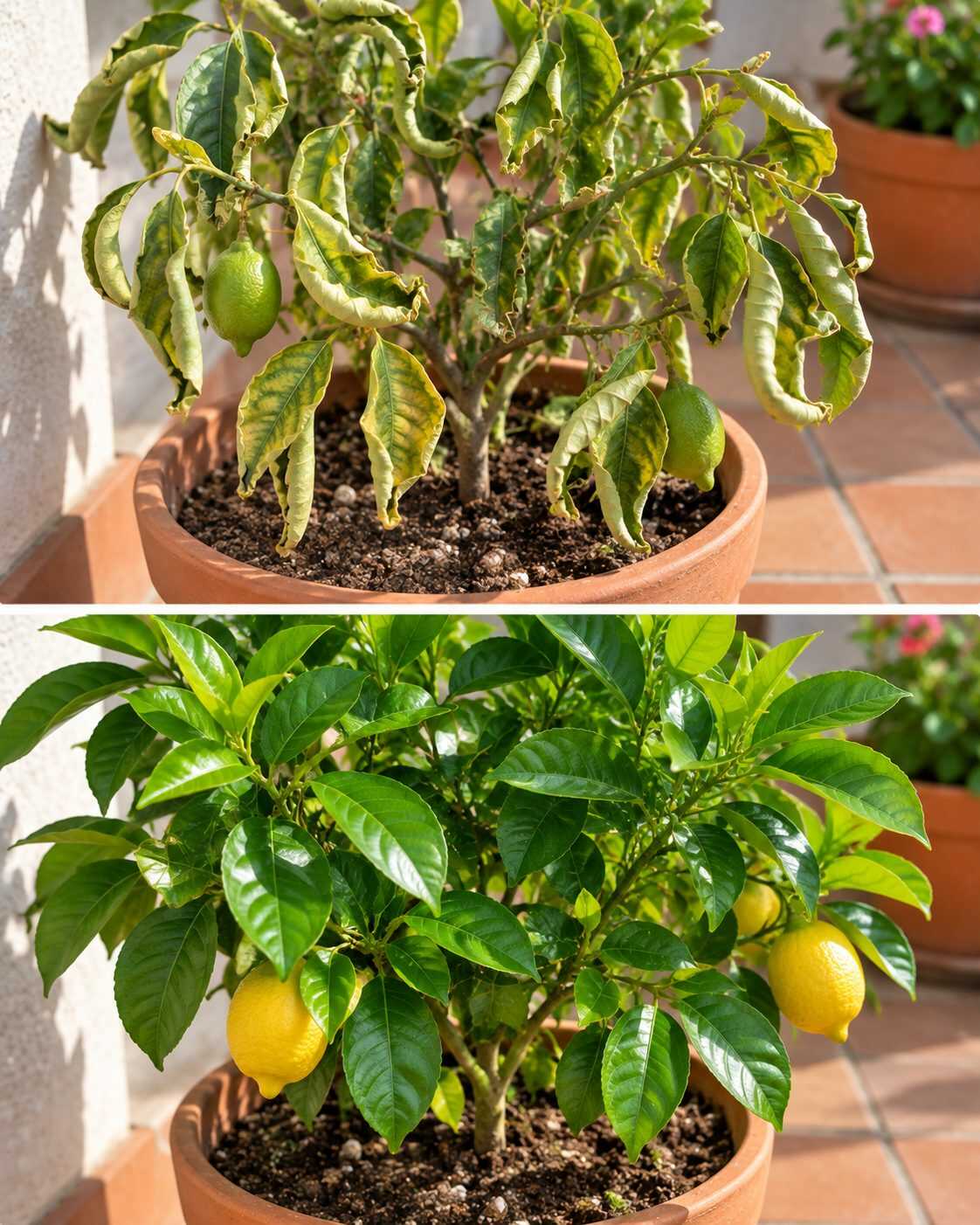 El método para recuperar un limonero en maceta cuando sus hojas empiezan a enrollarse