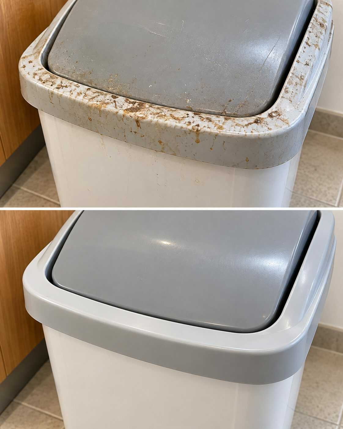 El truco para limpiar una papelera de plástico cuando aparece suciedad seca alrededor del borde