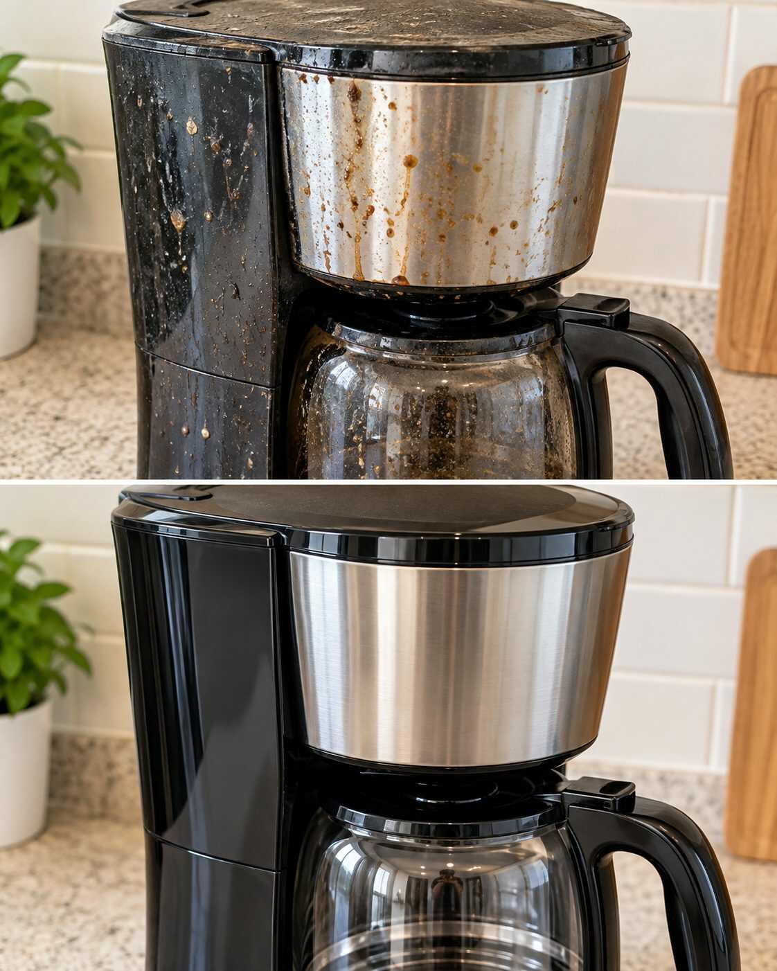 El método para limpiar una cafetera por fuera cuando las salpicaduras dejan manchas secas