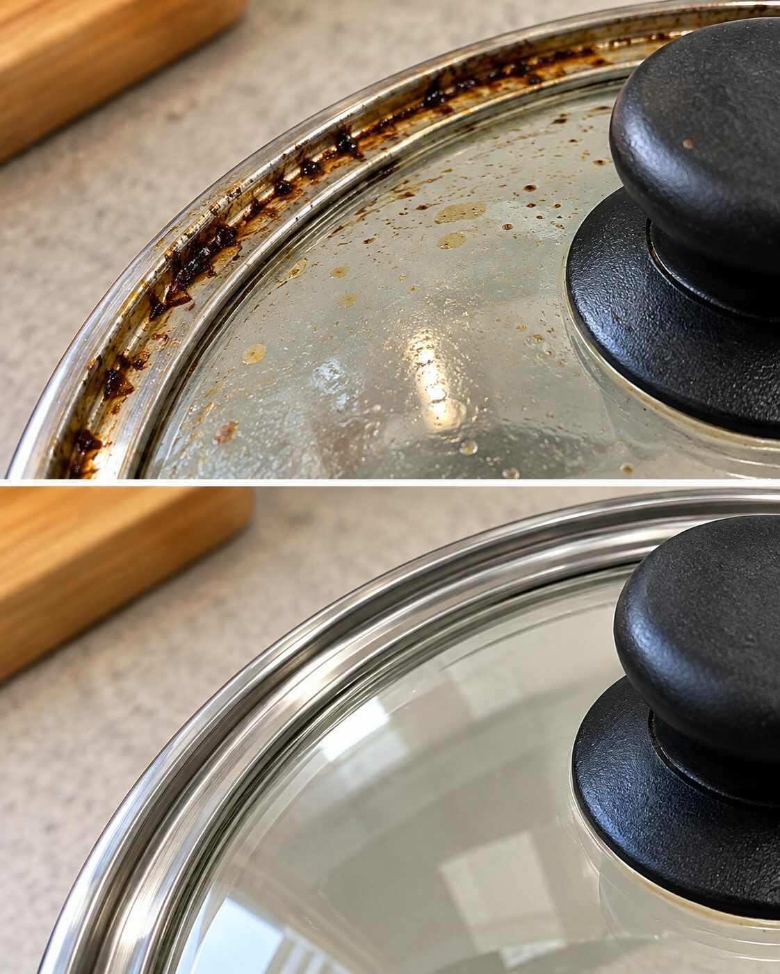 Cómo limpiar el borde de una tapa de olla cuando la grasa queda atrapada en la ranura
