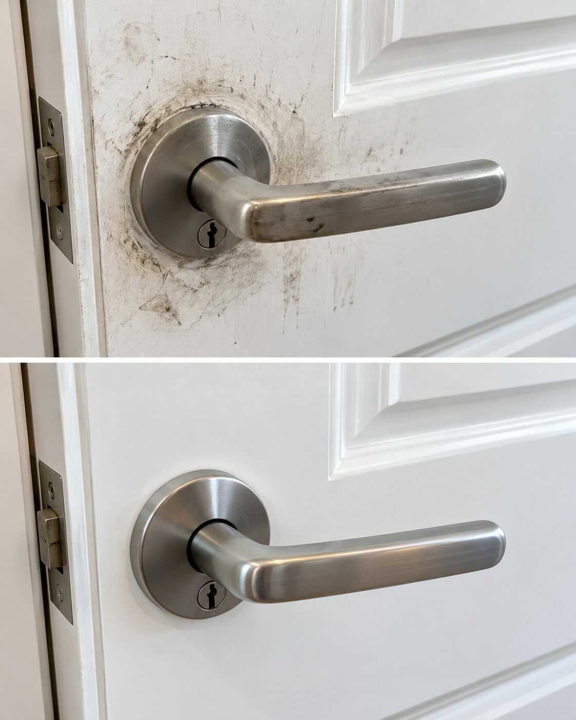 Cómo limpiar una puerta blanca cuando aparecen marcas oscuras alrededor del tirador