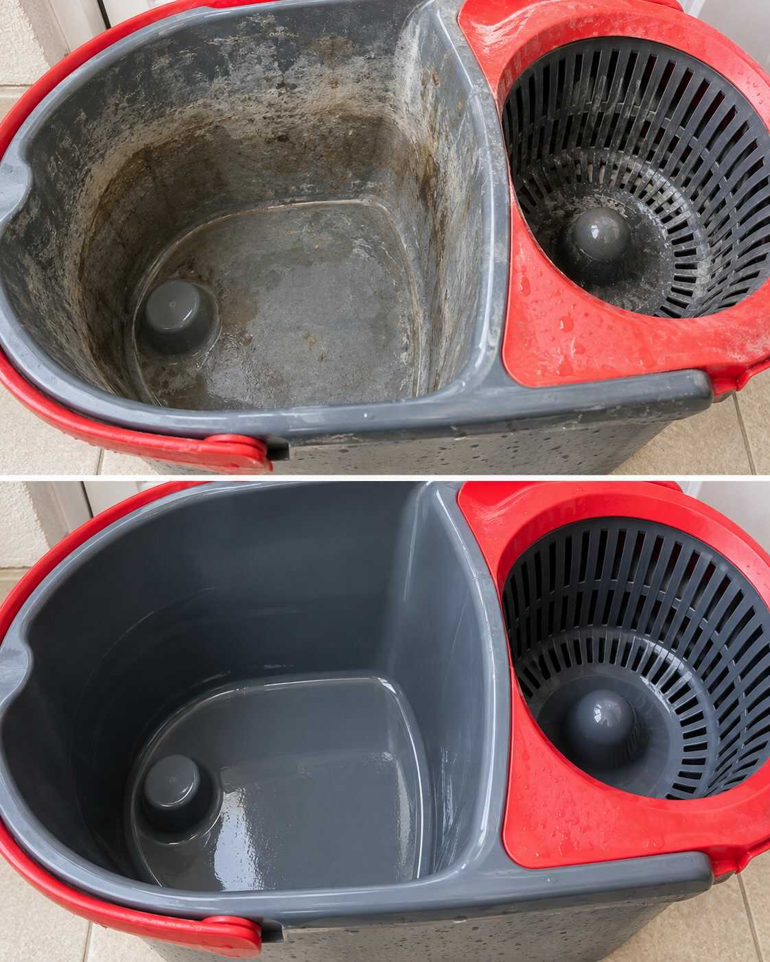 El método para recuperar un cubo de fregona cuando aparece una película gris en el interior