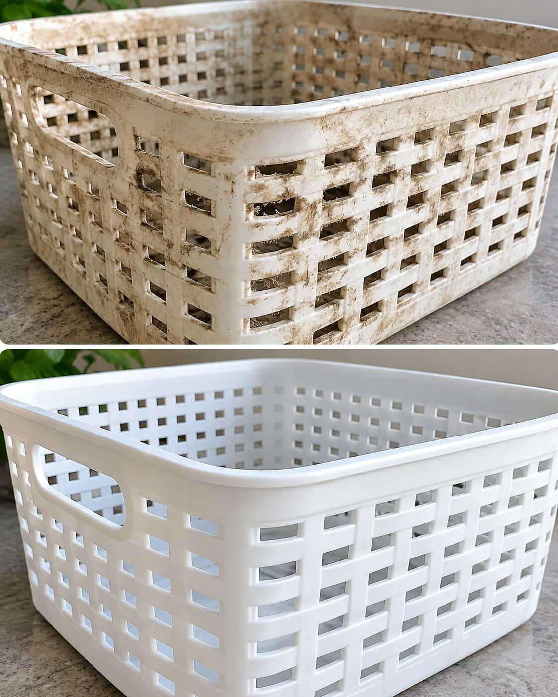 Cómo limpiar una cesta de plástico cuando la suciedad queda atrapada entre los agujeros